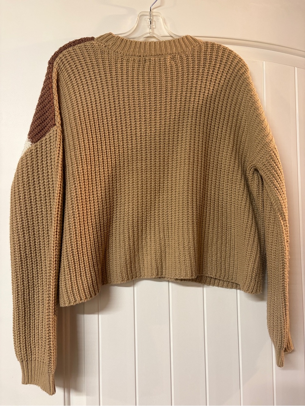 moon & madison Colorblock Chevron Sweater - Tan, Brown & White - Picture 2 of 5